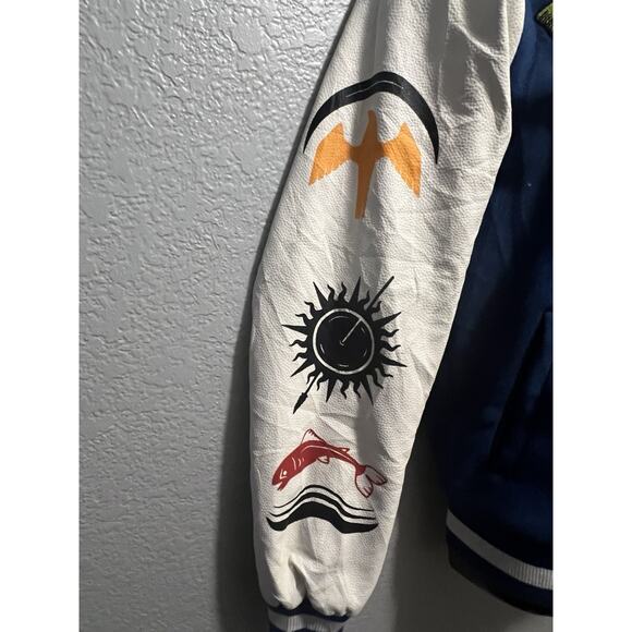 LOTR 8ighth Dstrkt Mens Royal Blue Long Sleeve Snap Bomber Jacket Size M - Picture 6 of 12